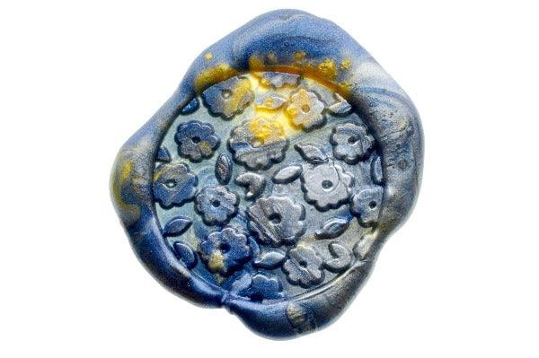 Flower Field Pattern Wax Seal Stamp - Backtozero B20 - background, botanic, Botanical, floral, Flower, flowers, marble, marble wax, mixed wax, pattern, Signature, signaturehandle, sunrise, texture