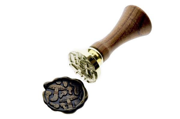 Mushroom Pattern Wax Seal Stamp - Backtozero B20 - black, gold dust, gold powder, grid, mushroom, pattern, plant, Signature, signaturehandle, texture
