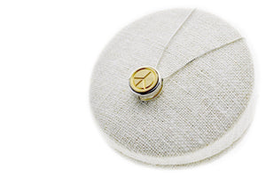 Peace Floating Signet Necklace - Backtozero B20 - 12mm, 12mm necklace, bead, brass, charm, floating, minimal, minimalnecklace, necklace, signet, signet necklace, silver