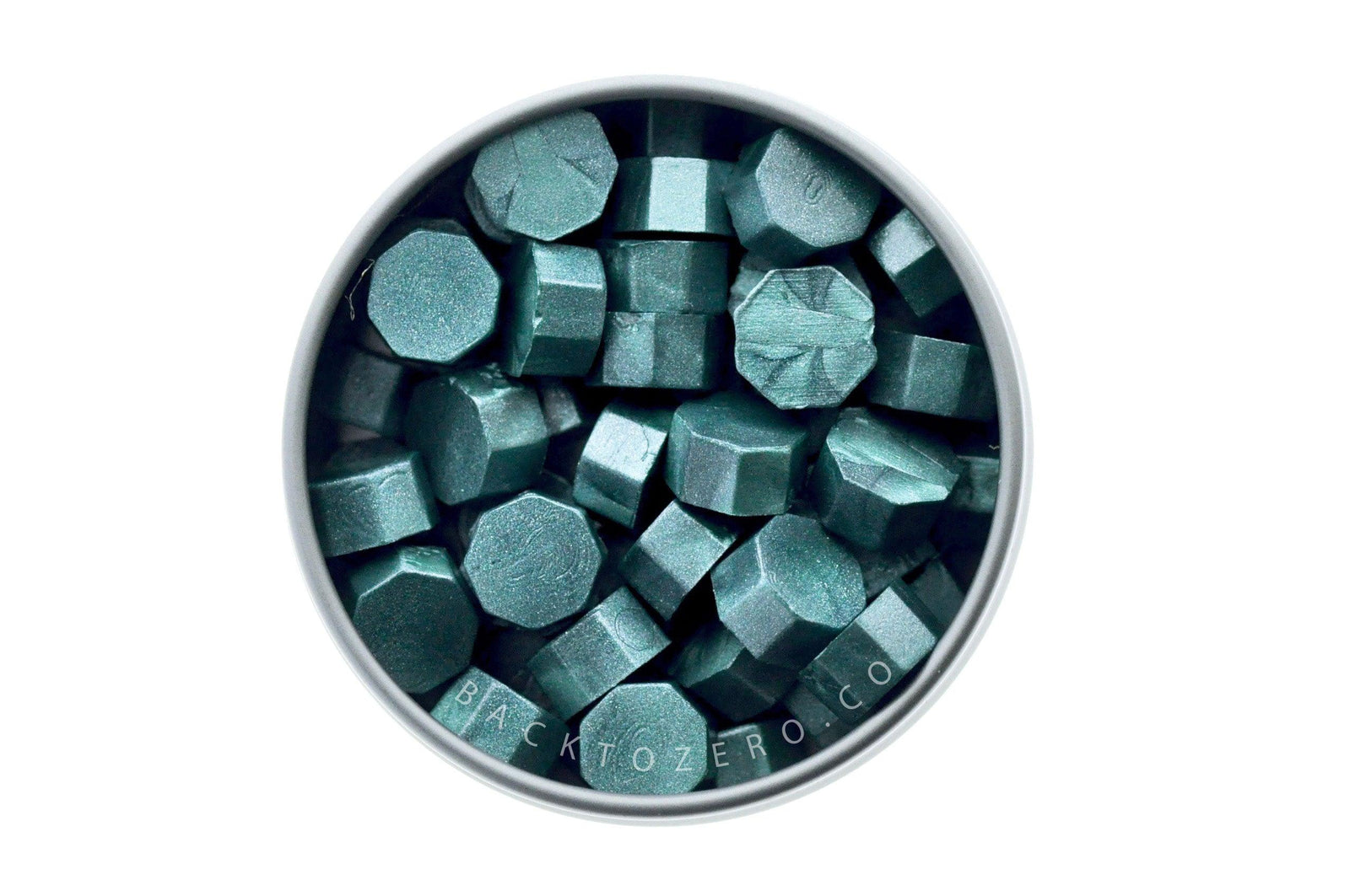 Peacock Octagon Sealing Wax Beads - Backtozero B20 - green, octagon bead, sealing wax, tin, Wax Beads