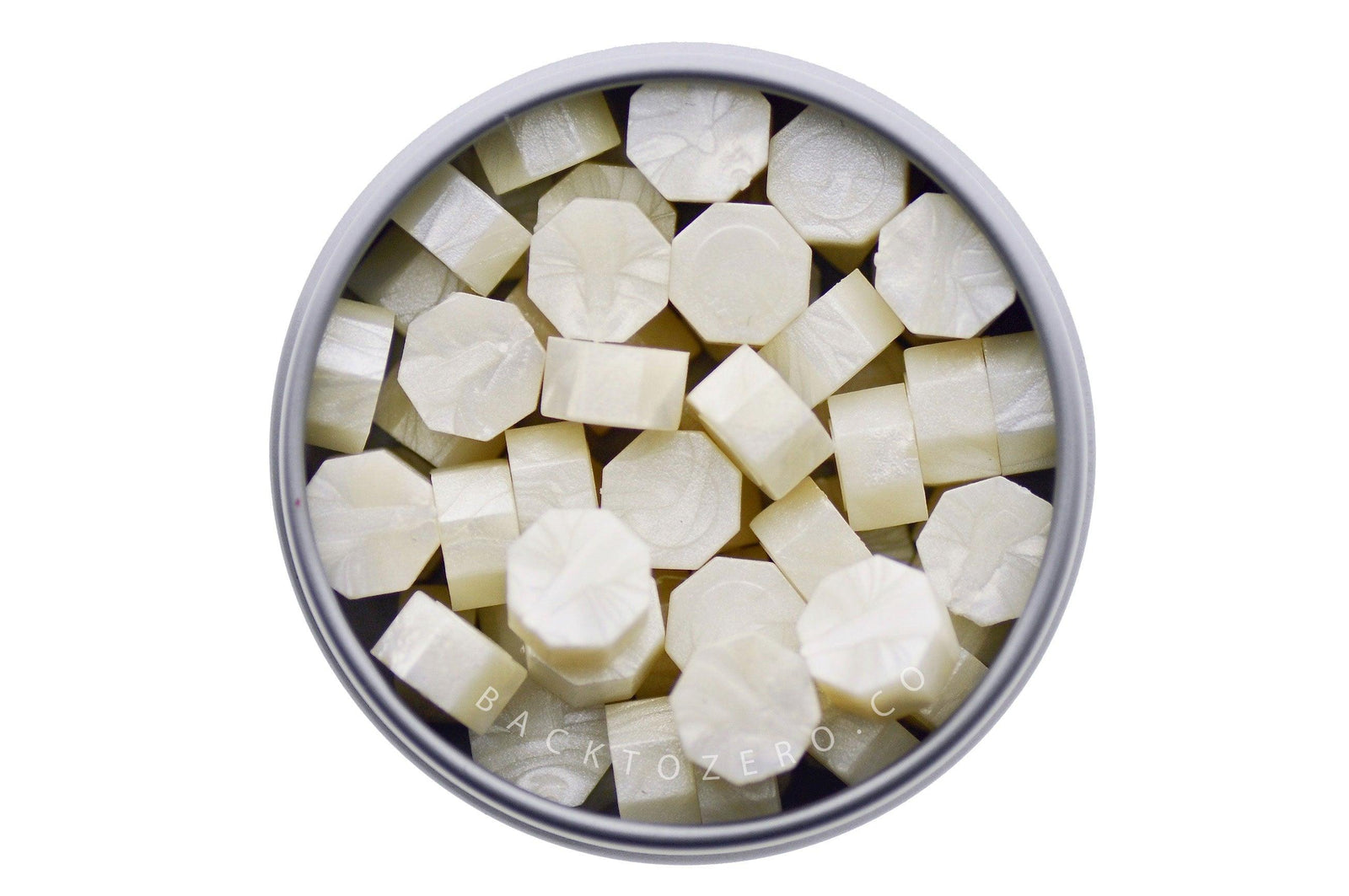 Pearl Octagon Sealing Wax Beads - Backtozero B20 - octagon bead, pearl, sealing wax, tin, Wax Beads, white