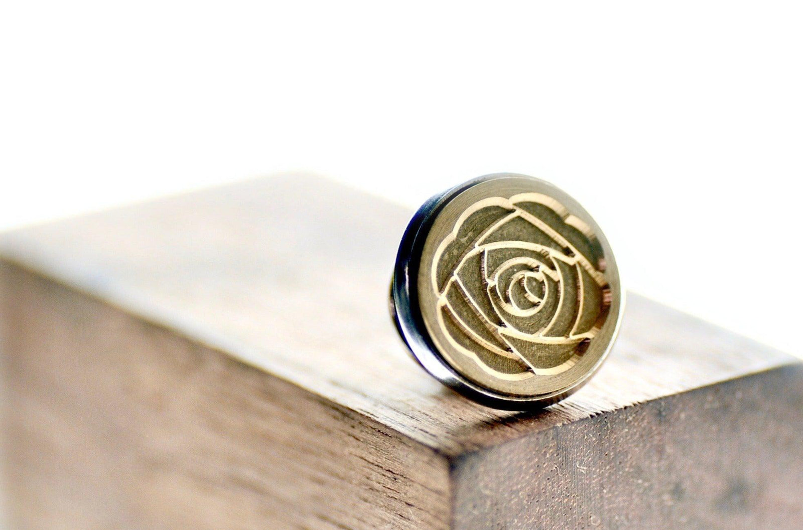 Peony Signet Pin - Backtozero B20 - 10mm, 12mm, 14mm, badge, botanic, botanical, brass, brooch, floral, Flower, her, pin, signet, stainless steel