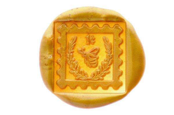 Postal Stamp Air Mail Wax Seal Stamp Designed by Petra - Backtozero B20 - Bee, botanic, Botanical, collaboration, gold, postal, postal stamp, Signature, signaturehandle, square, wreath