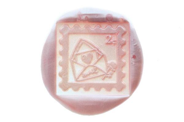 Postal Stamp Mail Art Wax Seal Stamp Designed by Petra - Backtozero B20 - collaboration, heart, letter, love letter, metallic pink, postal, postal stamp, Signature, signaturehandle, square