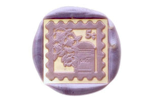 Postal Stamp Happy Mail Wax Seal Stamp Designed by Petra - Backtozero B20 - collaboration, floral, flower, lavender, metallic purple, post box, postal, postal stamp, Signature, signaturehandle, square