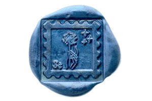Postal Stamp Make a Wish Wax Seal Stamp Designed by Petra - Backtozero B20 - blue, collaboration, Dandelion, flower, midnight blue, postal, postal stamp, Signature, signaturehandle, square, Wish