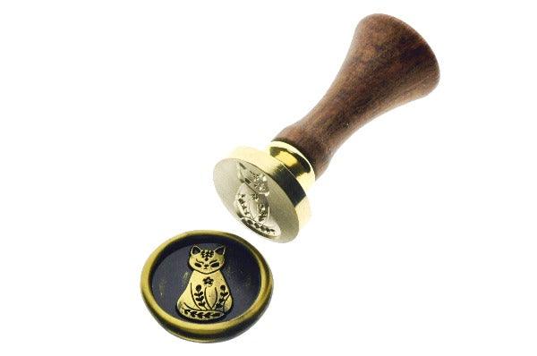 Sitting Cat Wax Seal Stamp Designed by Petra - Backtozero B20 - Black, Cat, Cat Lover, collaboration, gold dust, gold powder, newarrivals, Signature, signaturehandle