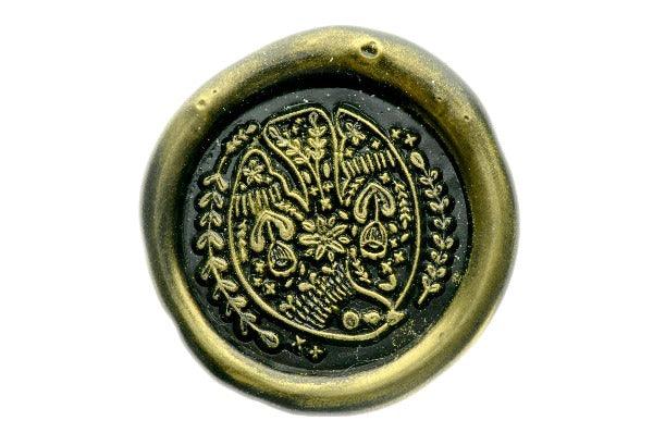 Early Bird Wax Seal Stamp Designed by Petra - Backtozero B20 - Bird, Black, collaboration, dove, gold dust, gold powder, Signature, signaturehandle, wreath