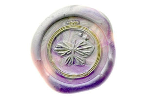 Embroidery Hoop Butterfly Wax Seal Stamp Designed by Petra - Backtozero B20 - 2 layer, 2 layers, 2 level, 2layer, 2layers, 2level, 2levels, butterfly, collaboration, Embroidery, Embroidery Hoop, marble, marble wax, mixed wax, Signature, signaturehandle