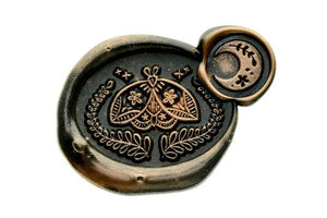Night Moth & Mini Moon Wax Seal Stamp Set Designed by Petra - Backtozero B20 - Black, collaboration, copper dust, copper powder, moth, newarrivals, set, Signature, signaturehandle, star, wreath