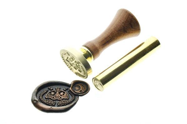 Night Moth & Mini Moon Wax Seal Stamp Set Designed by Petra - Backtozero B20 - Black, collaboration, copper dust, copper powder, moth, newarrivals, set, Signature, signaturehandle, star, wreath