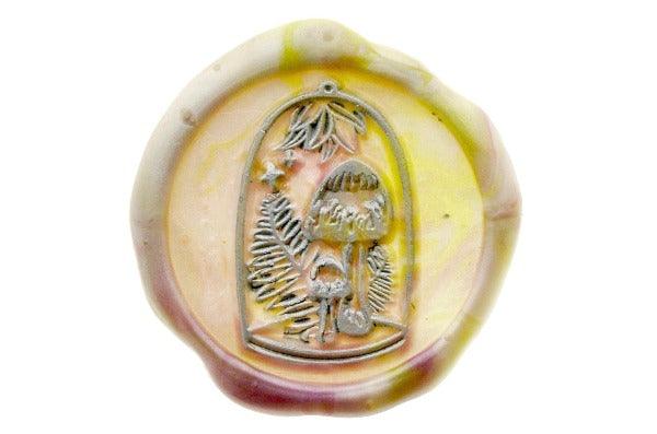 Terrarium Mushroom Wax Seal Stamp Designed by Petra - Backtozero B20 - 2 layer, 2 layers, 2 level, 2layer, 2layers, 2level, 2levels, Botanical, collaboration, marble, marble wax, mixed wax, mushroom, Nature, Signature, signaturehandle, terrarium