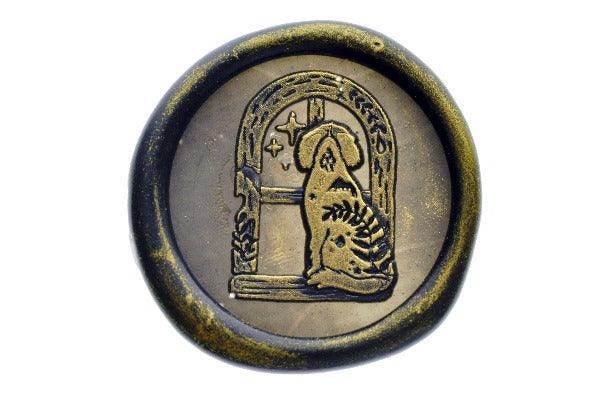 Dog in the Window Wax Seal Stamp Designed by Petra - Backtozero B20 - Black, Botanical, collaboration, dog, Dog Lover, gold metallic powder, Leaf, Leafs, Leaves, metallic powder, newarrivals, Pet, Pet Lover, Signature, signaturehandle, star, Stars, window
