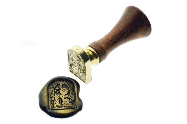 Cat & Dog in the Window Wax Seal Stamp Designed by Petra - Backtozero B20 - Black, Botanical, Cat, Cat Lover, collaboration, dog, Dog Lover, gold metallic powder, Leaf, Leafs, Leaves, metallic powder, newarrivals, Pet, Pet Lover, Signature, signaturehandle, star, Stars, window