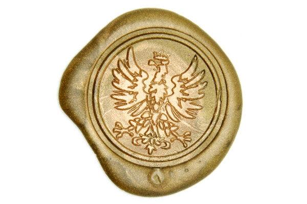 Heraldic Crowned Phoenix Wax Seal Stamp - Backtozero B20 - Copper, genericlonghandle, Heraldic, Mythical Creatures, phoenix