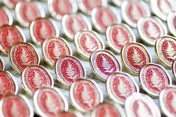 Message Wax Seal Enamel Pin | Fern | Patience | Gold - Backtozero B20 - botanic, Botanical, Come to those who wait, enamel, fern, Gold, Good things take time, her, him, lapel, message pin, metal, metal pin, Nature, newarrivals, pin, Plant, plants, soft enamel, starry, wax seal, wax seal pin