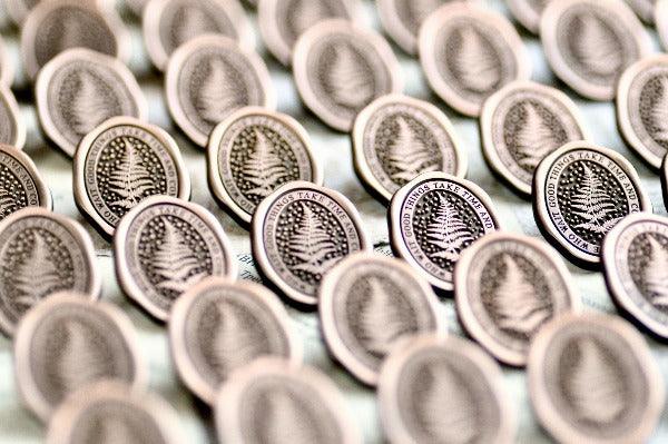 Message Wax Seal Enamel Pin | Fern | Patience | Antique Copper - Backtozero B20 - antique copper, botanic, Botanical, Come to those who wait, Copper, enamel, fern, Good things take time, her, him, lapel, message pin, metal, metal pin, Nature, newarrivals, pin, Plant, plants, soft enamel, starry, wax seal, wax seal pin