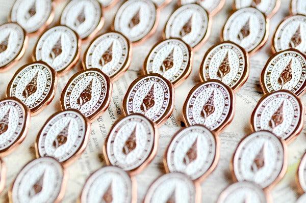 Message Wax Seal Enamel Pin | Seashell | Soul | Rose Gold - Backtozero B20 - enamel, her, him, lapel, message pin, metal, metal pin, newarrivals, ocean, pin, rose gold, sea, seashell, shell, soft enamel, soul, starry, wax seal, wax seal pin