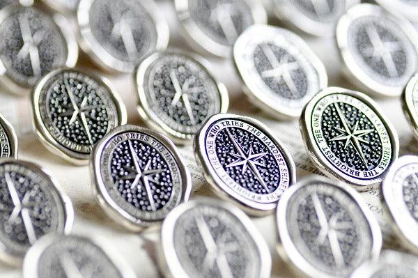 Message Wax Seal Enamel Pin | Star | Shine | Silver - Backtozero B20 - enamel, her, him, lapel, message pin, metal, metal pin, newarrivals, pin, shine, Silver, soft enamel, star, starry, wax seal, wax seal pin