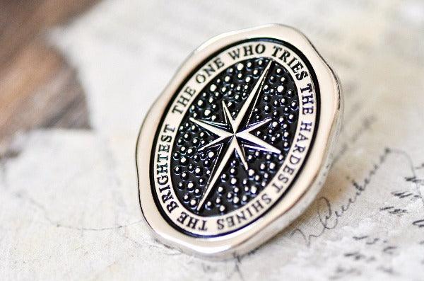 Message Wax Seal Enamel Pin | Star | Shine | Silver - Backtozero B20 - enamel, her, him, lapel, message pin, metal, metal pin, newarrivals, pin, shine, Silver, soft enamel, star, starry, wax seal, wax seal pin