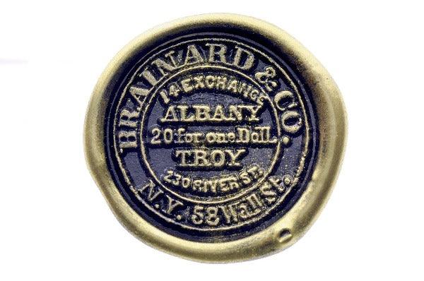 Postmark Wax Seal Stamp | Albany NY - Backtozero B20 - black, gold, gold dust, gold powder, mark, post, postal, postal stamp, postmark, Signature, signaturehandle