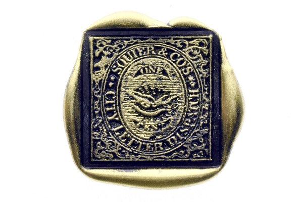 Postmark Wax Seal Stamp | City Letter Dispatch - Backtozero B20 - black, gold, gold dust, gold powder, mark, post, postal, postal stamp, postmark, Signature, signaturehandle, square