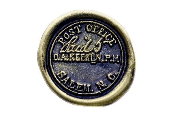 Postmark Wax Seal Stamp | Salem NC - Backtozero B20 - black, gold, gold dust, gold powder, mark, post, postal, postal stamp, postmark, Signature, signaturehandle