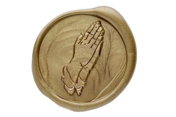 Praying Hands Wax Seal Stamp - Backtozero B20 - Copper, genericlonghandle, gesture, hand, hand gesture, handgesture, hands, pray