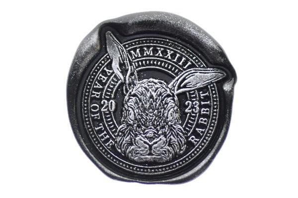Year of the Rabbit Die Cut Wax Seal Stamp - Backtozero B20 - 2023, Black, bunny, die cut, diecut, new year, newarrivals, rabbit, Signature, signaturehandle, silver dust, silver powder, year of rabbit, year of the rabbit