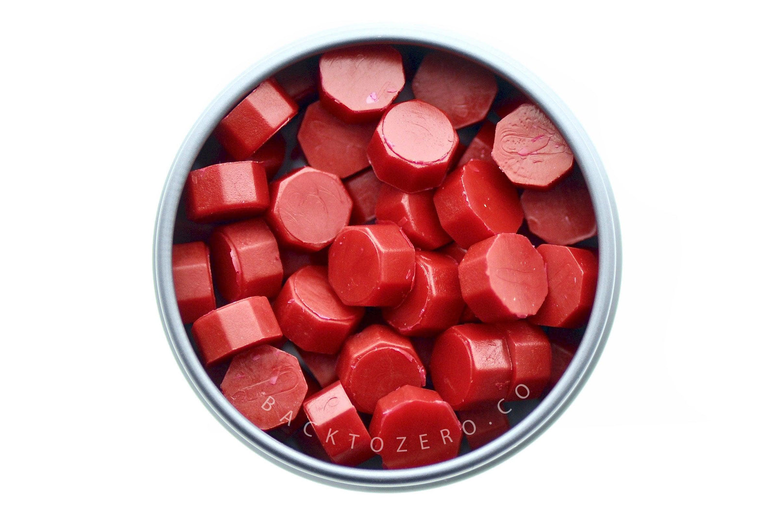 Red Octagon Sealing Wax Beads - Backtozero B20 - octagon bead, red, sealing wax, tin, Wax Beads
