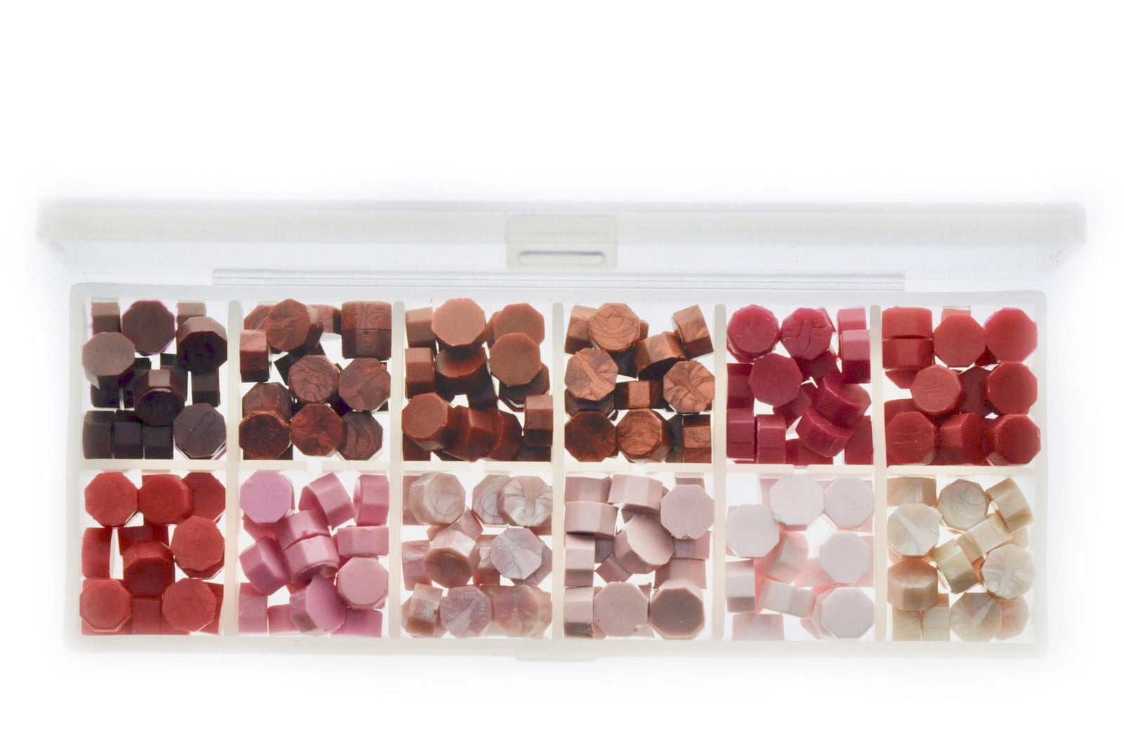 Octagon Sealing Wax Beads Palette | Shades of Red - Backtozero B20 - octagon bead, palette, pink, red, sealing wax, Wax Beads