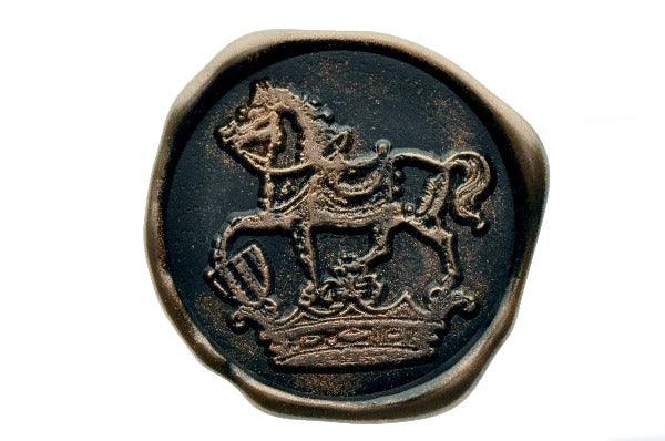 Retro Horse Crown Wax Seal Stamp - Backtozero B20 - black, copper dust, copper powder, Crown, Horse, retro, Signature, signaturehandle
