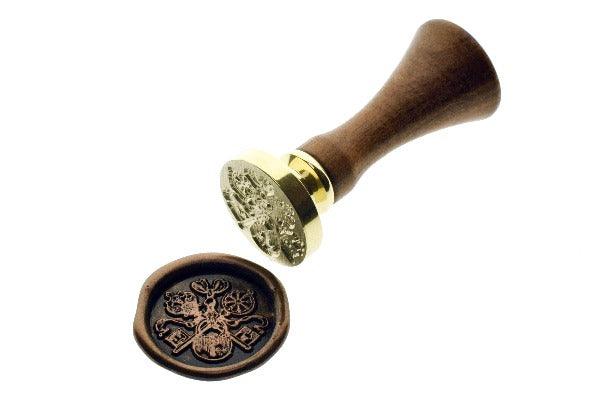 Retro Key & Lock Wax Seal Stamp - Backtozero B20 - black, bow, copper dust, copper powder, key, lock, retro, ribbon, Signature, signaturehandle