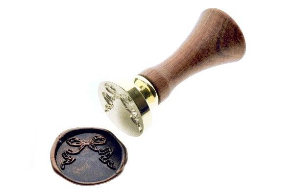 Retro Ribbon Wax Seal Stamp - Backtozero B20 - black, bow, copper dust, copper powder, retro, ribbon, Signature, signaturehandle