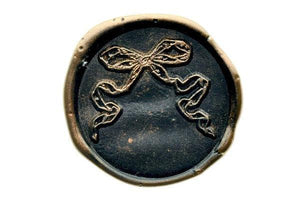 Retro Ribbon Wax Seal Stamp - Backtozero B20 - black, bow, copper dust, copper powder, retro, ribbon, Signature, signaturehandle