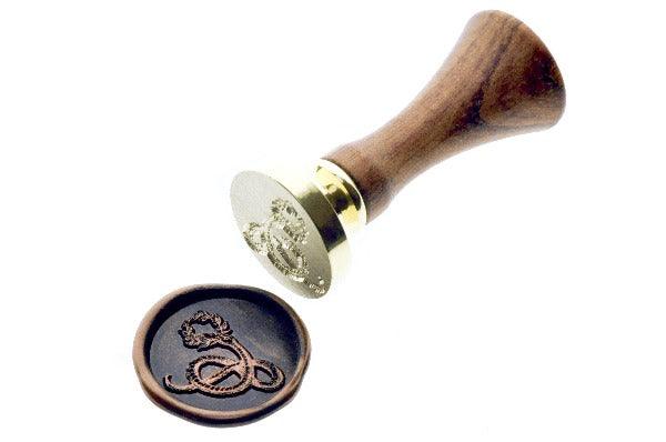 Retro Snake with Wreath Wax Seal Stamp - Backtozero B20 - black, copper dust, copper powder, retro, Signature, signaturehandle, snake, wreath