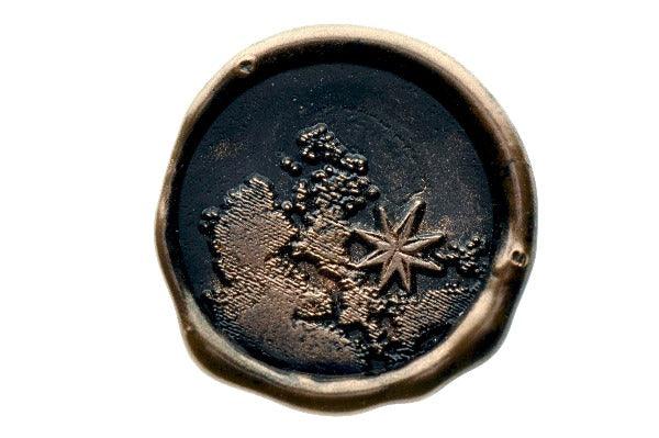 Retro Octagram Star with Clouds Wax Seal Stamp - Backtozero B20 - black, cloud, copper dust, copper powder, Octagram, retro, Signature, signaturehandle, star