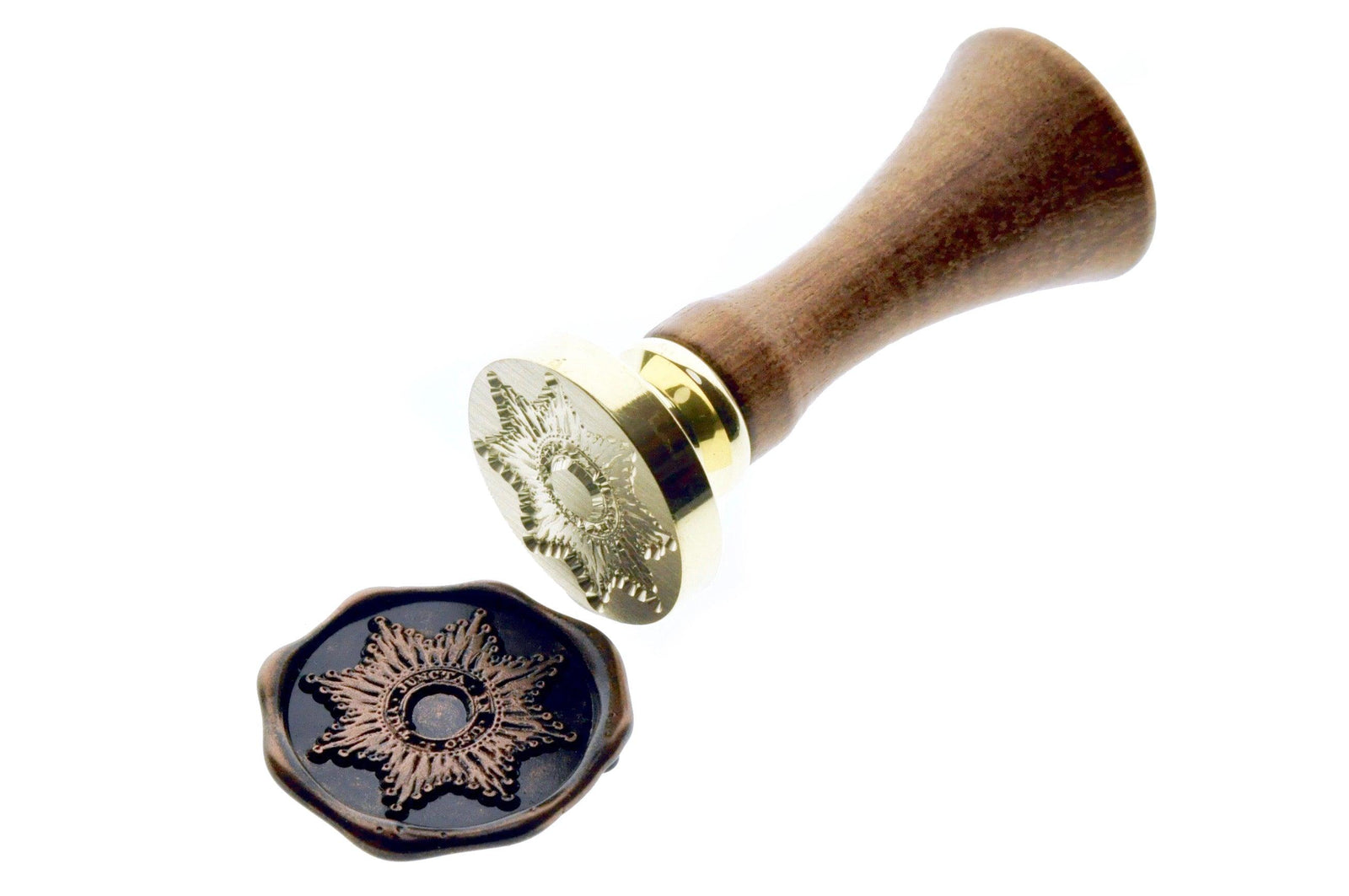 Retro Octagram Star Badge Wax Seal Stamp - Backtozero B20 - badge, black, copper dust, copper powder, Octagram, retro, Signature, signaturehandle, star, starburst