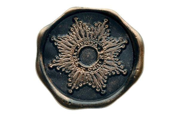Retro Octagram Star Badge Wax Seal Stamp - Backtozero B20 - badge, black, copper dust, copper powder, Octagram, retro, Signature, signaturehandle, star, starburst
