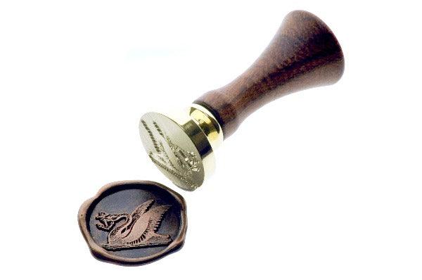 Retro Swan with Anchor Wax Seal Stamp - Backtozero B20 - anchor, animal, black, copper dust, copper powder, nautical, retro, Signature, signaturehandle, swan