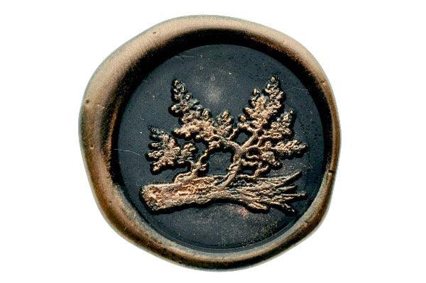 Retro Wood Log Wax Seal Stamp - Backtozero B20 - black, botanic, Botanical, copper dust, copper powder, Plant, retro, Signature, signaturehandle, wood, wood log