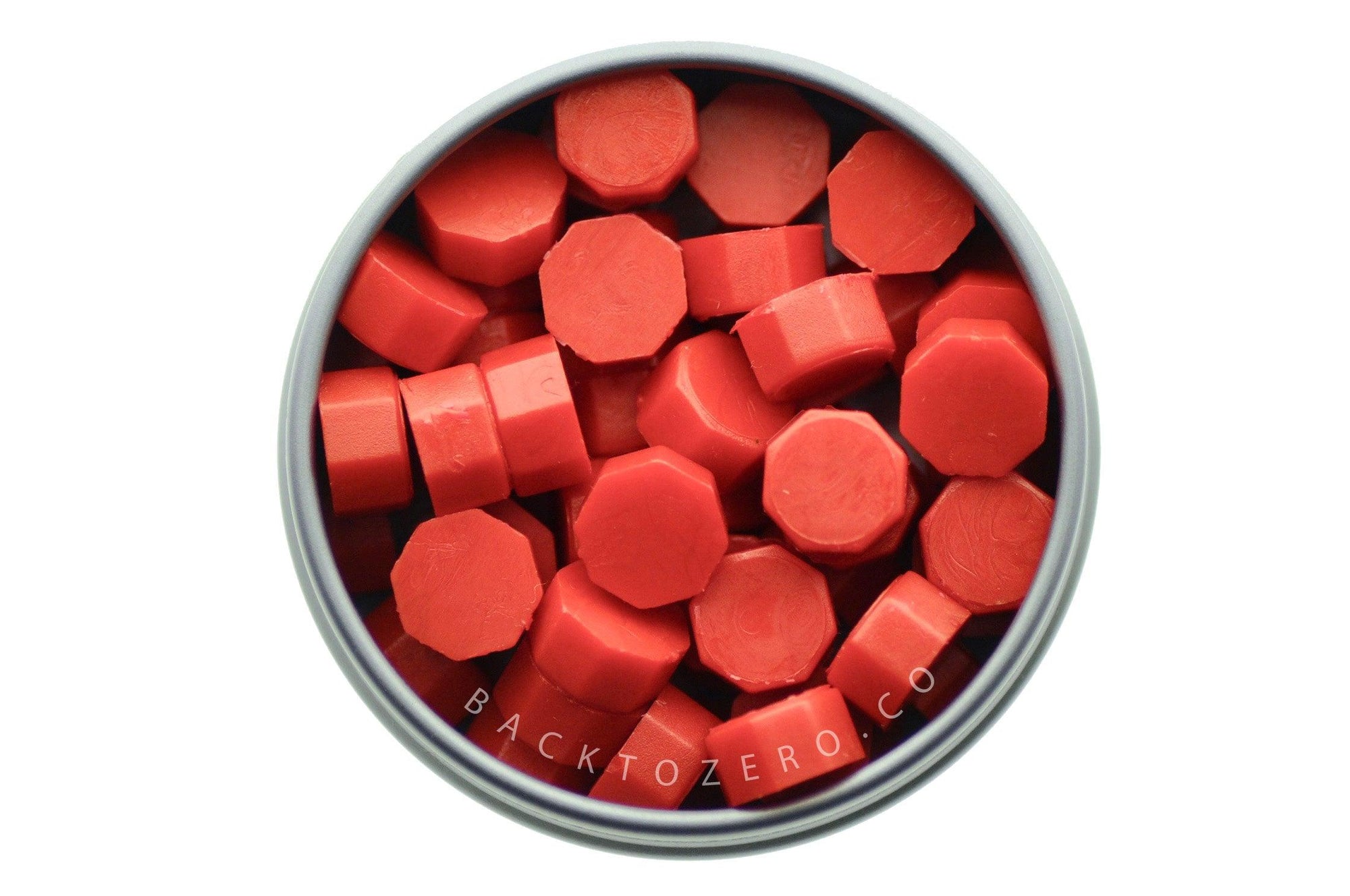 Rose Red Octagon Sealing Wax Beads - Backtozero B20 - octagon bead, Red, sealing wax, tin, Wax Beads