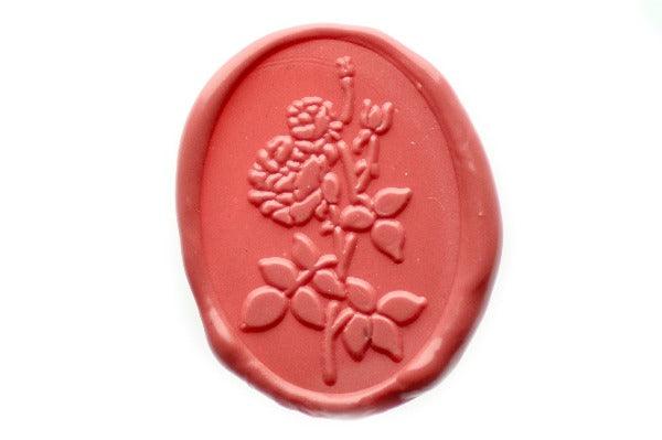 Roses Wax Seal Stamp - Backtozero B20 - Botanical, floral, Flower, genericlonghandle, Nature, oval, Pink, rose