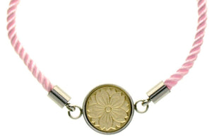 Sakura Signet Bracelet - Backtozero B20 - 10mm, 12mm, adjustable, bracelet, brass, cherry blossom, cord, cord bracelet, floral, Flower, flowers, minimal, sakura, signet, signet bracelet, stainless steel, twist cord