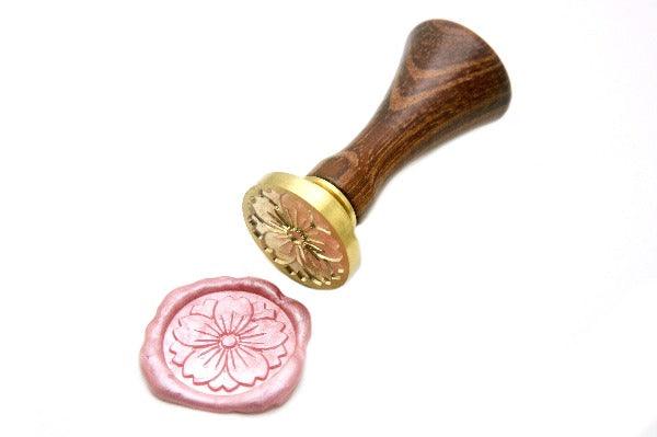 Sakura Cherry Blossom Wax Seal Stamp - Backtozero B20 - Botanical, Deco, Decorative, floral, Flower, Japanese, Leaf, metallic pink, Nature, Pink, sakura, Signature, signaturehandle