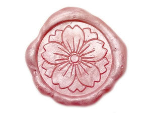 Sakura Cherry Blossom Wax Seal Stamp - Backtozero B20 - Botanical, Deco, Decorative, floral, Flower, Japanese, Leaf, metallic pink, Nature, Pink, sakura, Signature, signaturehandle