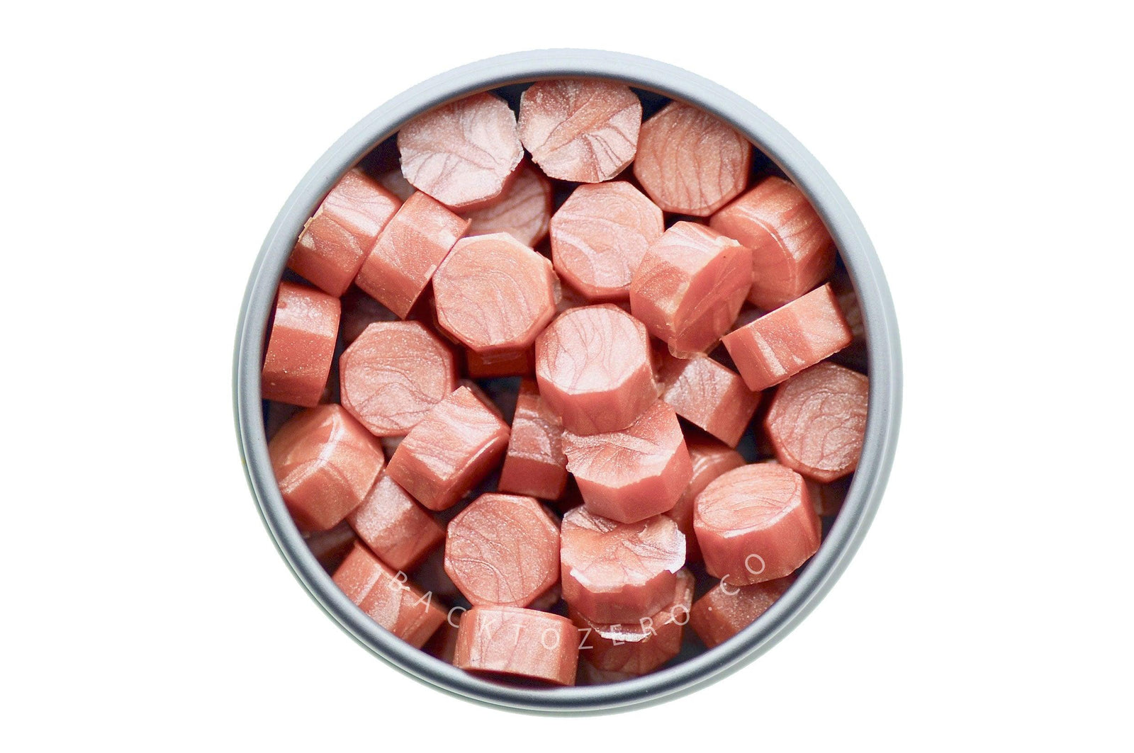 Salmon Octagon Sealing Wax Beads - Backtozero B20 - metallic, octagon bead, peach, peach pink, sealing wax, tin, Wax Beads