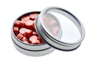 Salmon Octagon Sealing Wax Beads - Backtozero B20 - metallic, octagon bead, peach, peach pink, sealing wax, tin, Wax Beads