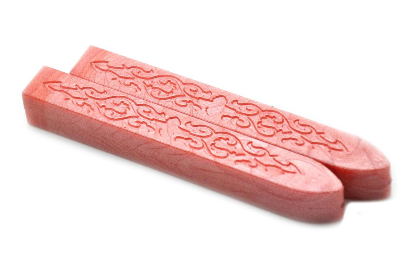 Salmon Non-Wick Filigree Sealing Wax Stick - Backtozero B20 - filigree non wick, Metallic, Non-Wick Sitck, Non-Wick Wax, peach, sale, Sealing Wax, Wax Stick