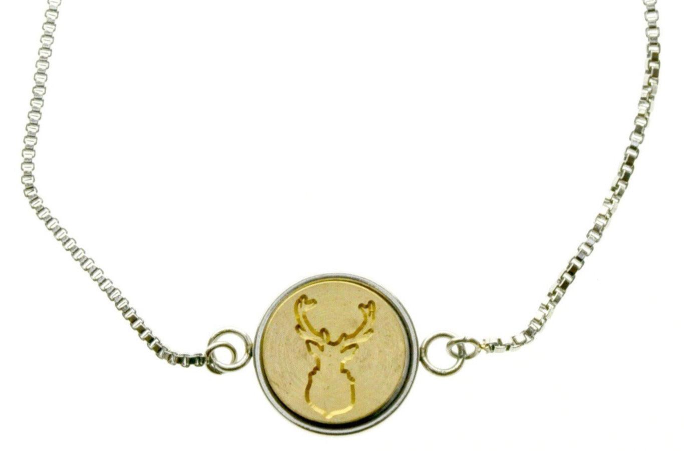 Antler Signet Bracelet - Backtozero B20 - 10mm, 12mm, adjustable, antler, bracelet, brass, deer, deer stag, minimal, signet, signet bracelet, stainless steel